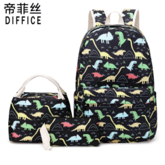 Cross-border elementary school student dinosaur schoolbag female cute cartoon three-piece backpack middle school student light spine protection backpack male
