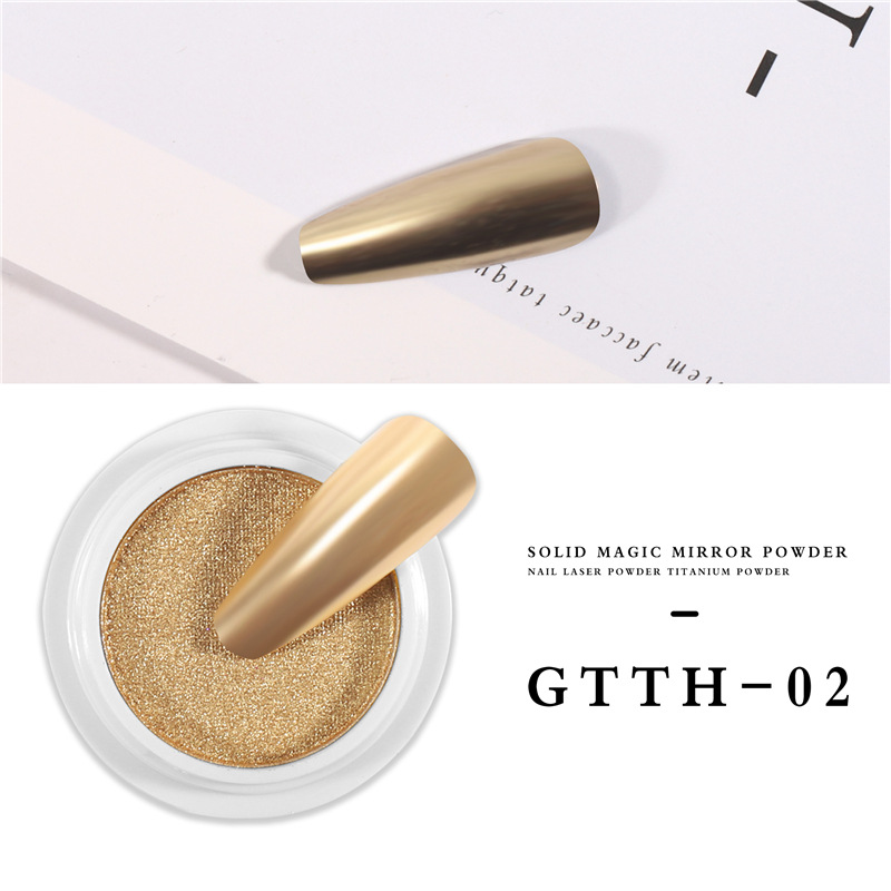 Polvo de espejo mágico sólido de uñas nuevo transfronterizo Espejo mágico de 6 colores Polvo de oro de lujo sólido Espejo mágico Polvo de oro de titanio súper brillante