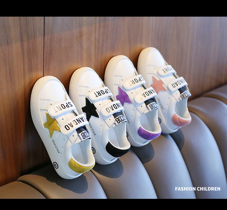 Chaussures blanches pour enfants, baskets sales, décontractées, étoiles, respirantes, pour garçons et filles, nouvelle collection automne 2024_voghion.com