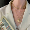 Human head, necklace, multilayer pendant, chain for key bag , accessory, European style, internet celebrity