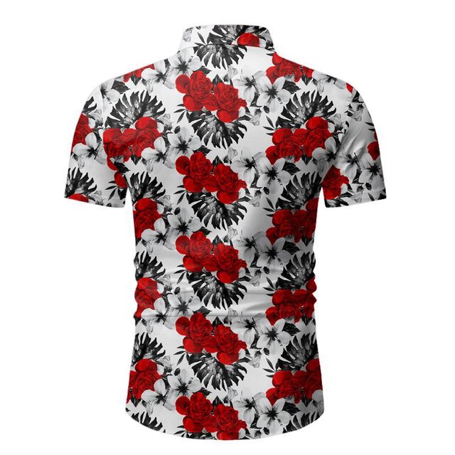 Summer men’s Casual Short Sleeve slim Floral Shirt