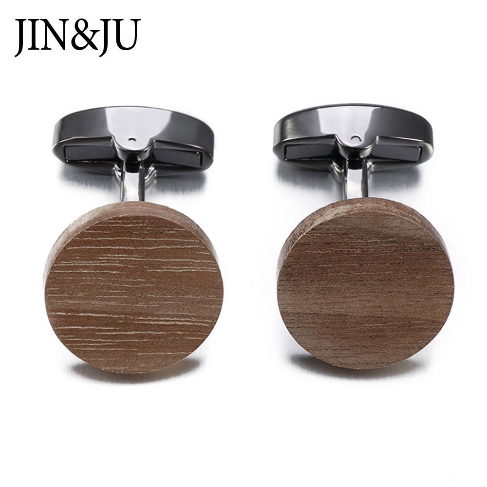 跨境专供高品质法式衬衫袖钉袖扣木头袖扣枪黑色袖扣Cufflinks