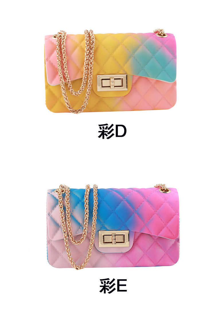 Clearance gradient graffiti colored jelly bag, diamond-shaped chain bag, small square bag for export, single-shoulder bag, crossbody bag undefined