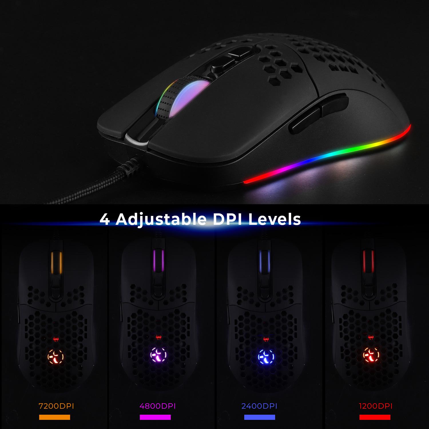 Hole RGB Glow Macro Programming Game Mouse 6-Key to Turn Off Lights Various Wired Mouses_voghion.com