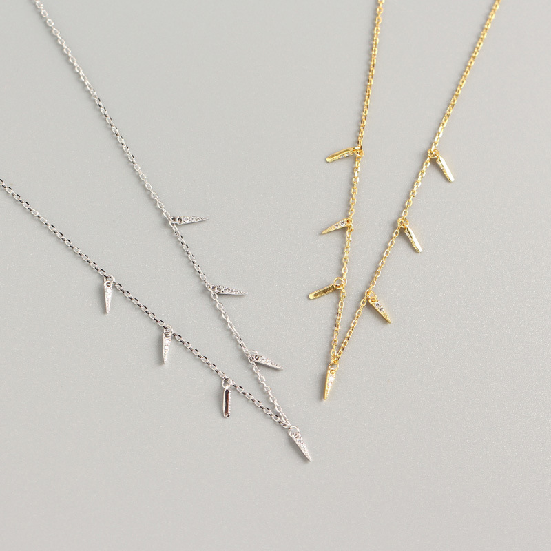 Sterling Silver Material Simple Style Solid Color Sterling Silver Inlay Rhinestones Necklace
