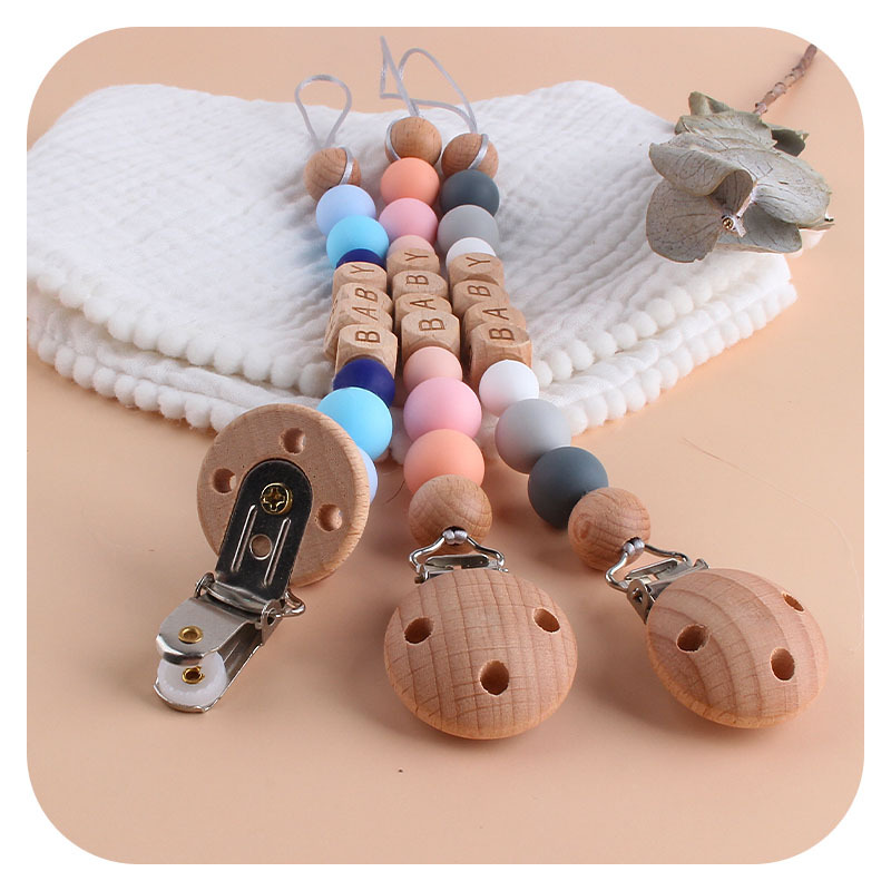 Bebé haya chupete clip grande octogonal silicona juguete mordedor personalizable bebé nombre pulsera chupete cadena traje
