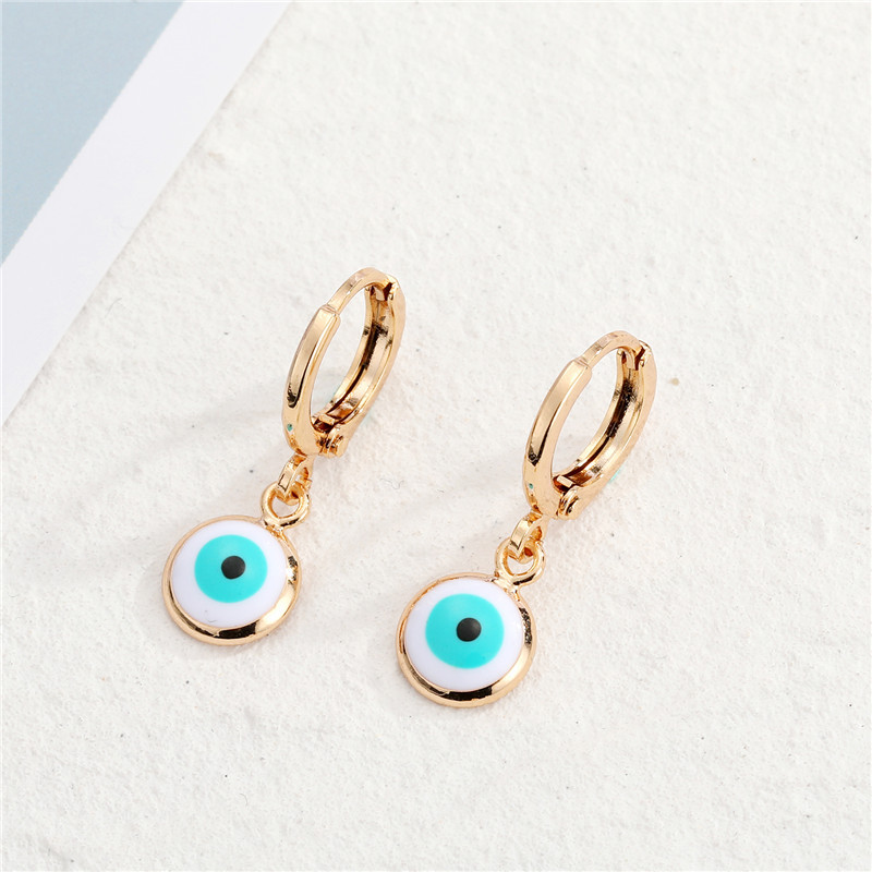 European Cross-border Sold Jewelry Turkey Dripping Blue Eye Earring Ear Clip New Retro Personalized Devil Eye Small Ear Ring display picture 3