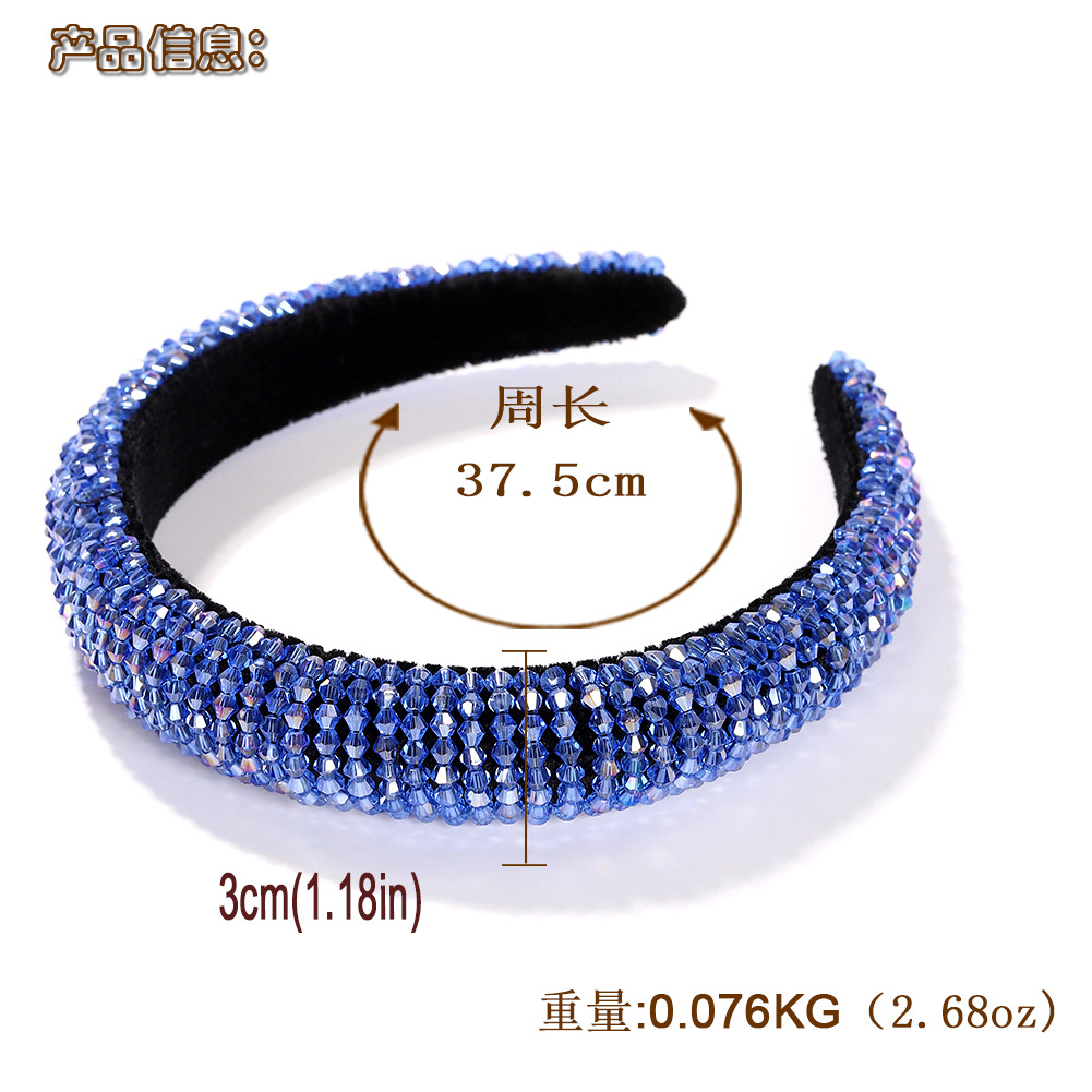 Hot Selling Fashion Beaded Winding Crystal Beads Temperament Sponge Headband display picture 1