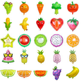 2022新款水果蔬菜铝膜气球 夏日水果气球西瓜香蕉柠檬火龙果橙子