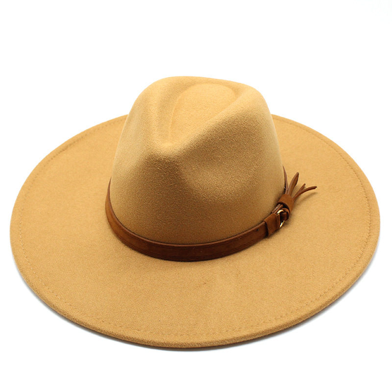 Unisex British Style Solid Color Flat Eaves Fedora Hat display picture 4