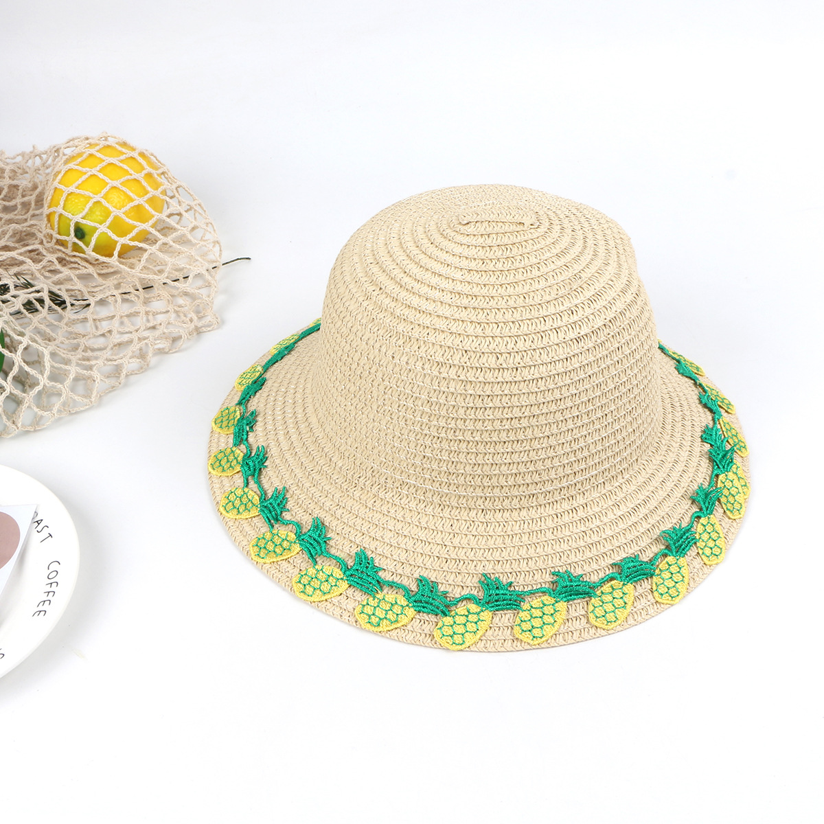 الصيف الأطفال القش قبعة الإناث الطفل قبعة الشمس قبعة الشاطئ كبيرة الطنف القش الشمس قبعة الاطفال في الهواء الطلق display picture 11