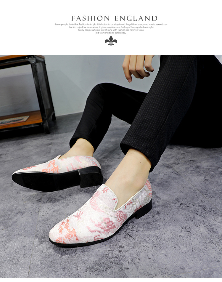 Fashion fashion shoes Pointed men's leather embroidered single shoes_voghion.com