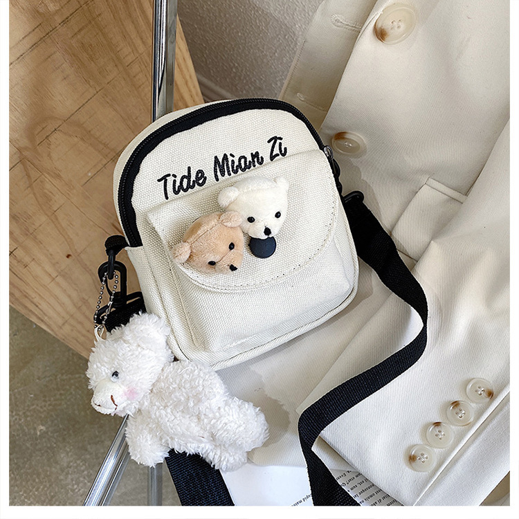 Korean version of Instagram, Japanese style Harajuku, cute and soft girl, with a unique vintage look, girl canvas single-shoulder small crossbody bag, female student undefined