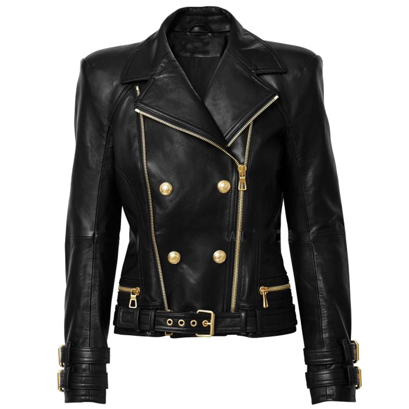 Explosion models in Europe and America 2020 Newest Jacket classic lion Self cultivation Dual zippers Diagonal zipper Locomotive leather coat
