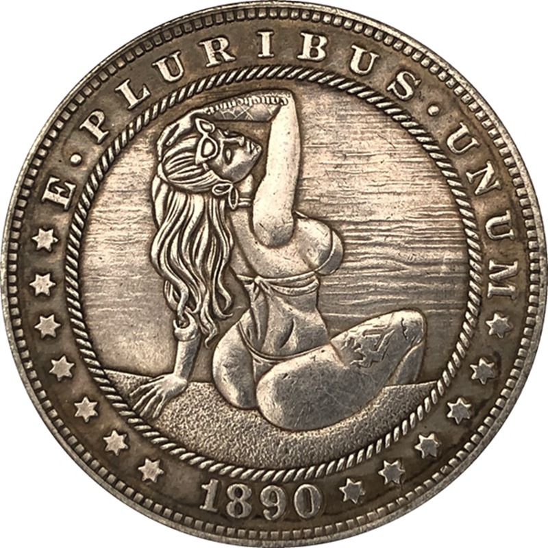 厂家批发38MM仿古银元钱币美国摩根流浪汉硬币1890CC工艺品#123