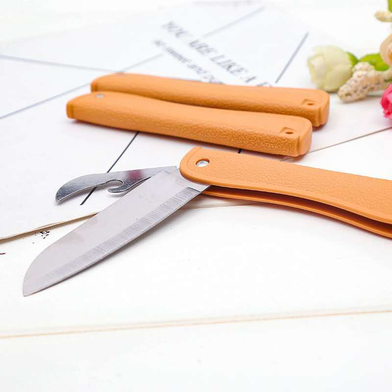 二元店批发货源 便携式多功能小刀 不锈钢折叠水果小刀带开瓶器