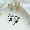 Retro silver needle, advanced earrings, silver 925 sample, flowered, bright catchy style, high-quality style