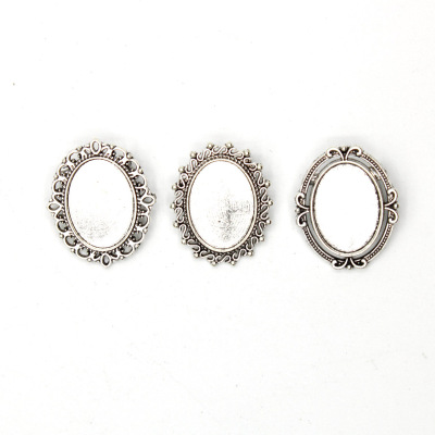 wholesale Ellipse Brooch Base bracket 13x18 Time gemstone alloy Frame Plans to customize Bronze/Antique Silver