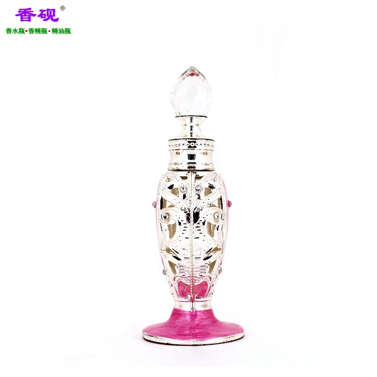 香砚12ml大桃心款银色粉红心形精油瓶摆件1.jpg