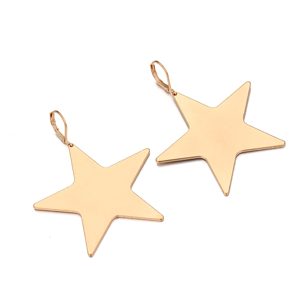 New Alloy Simple Geometric Five-pointed Star  Glossy Earrings Wholesale Nihaojewelry display picture 5