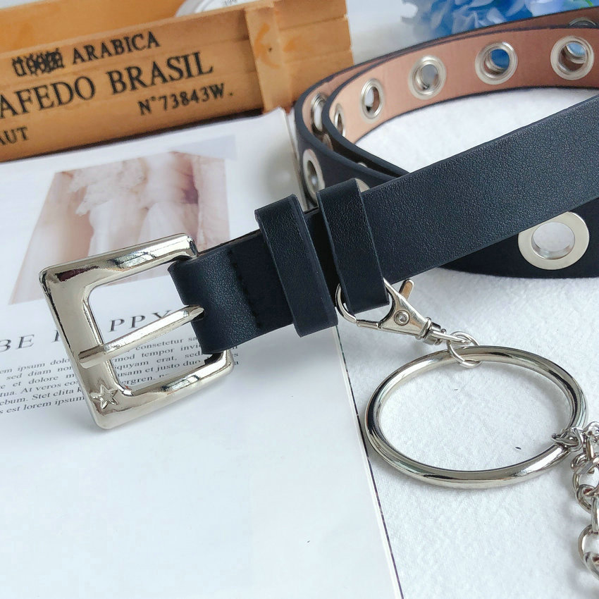 Korean Version Of Hollow Belt Simple Circle Chain Punk Style Belt display picture 5