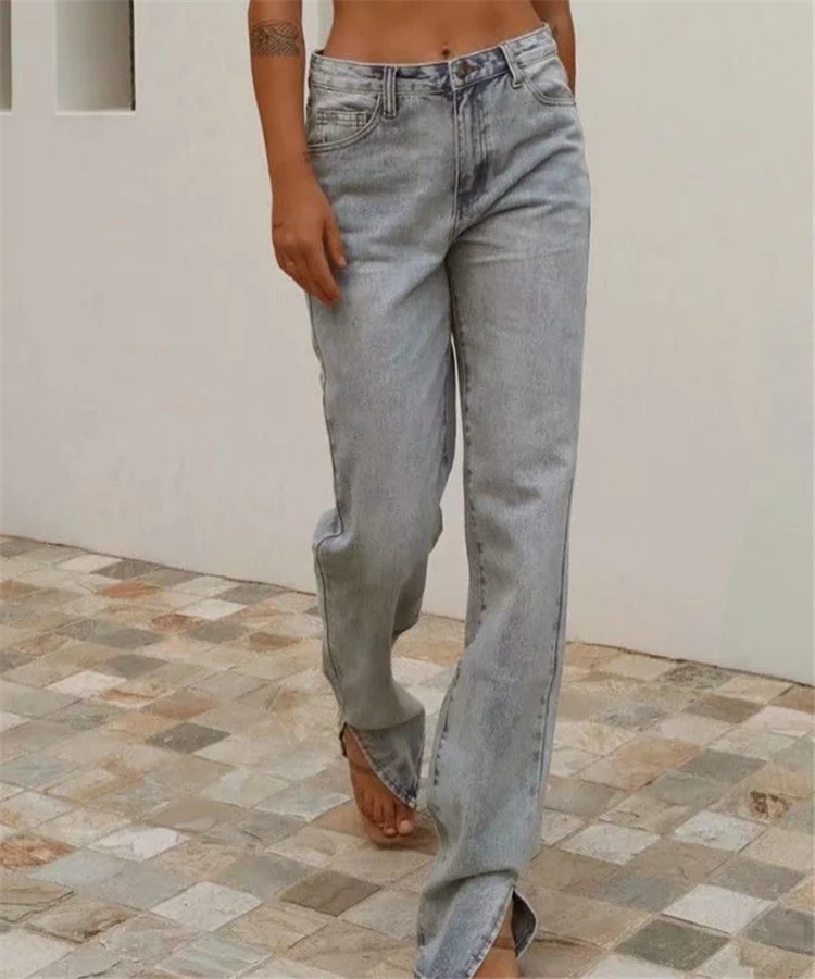 high waist split casual mopping jeans NSHS39912