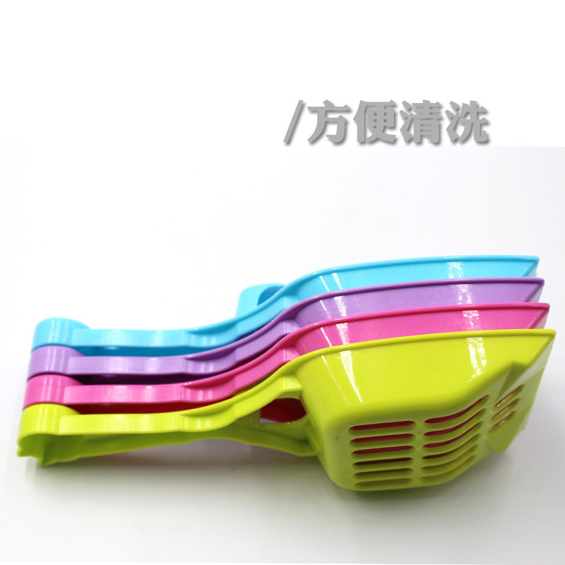 Venta al por mayor mascota gato arena pala caramelo color gato cabeza gato pala gato mierda pala estiércol hueco de plástico alimentos pala suministros