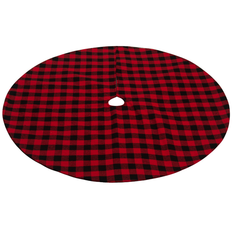 亚马逊热卖黑白格子布圣诞树裙 圣诞节日装饰用品树裙