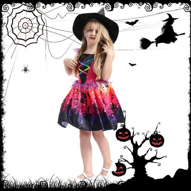 New children’s wear Halloween Carnival color little witch cute witch magic dress stage performance Costume