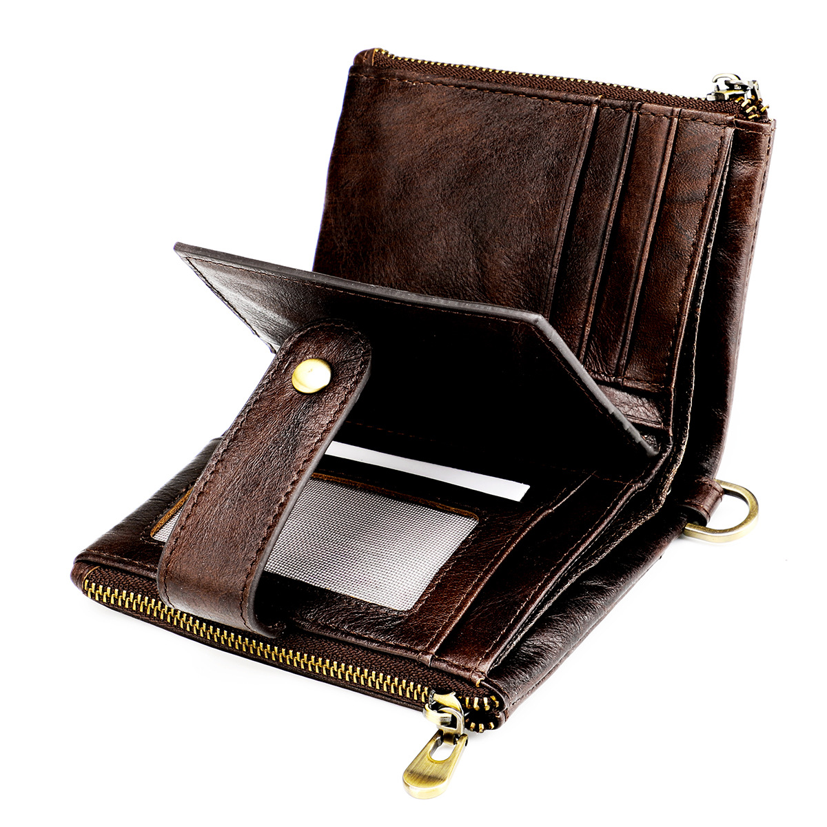 New Anti-theft Brush Wallet Multi-card Slot Leather Coin Purse Zipper Purse display picture 9