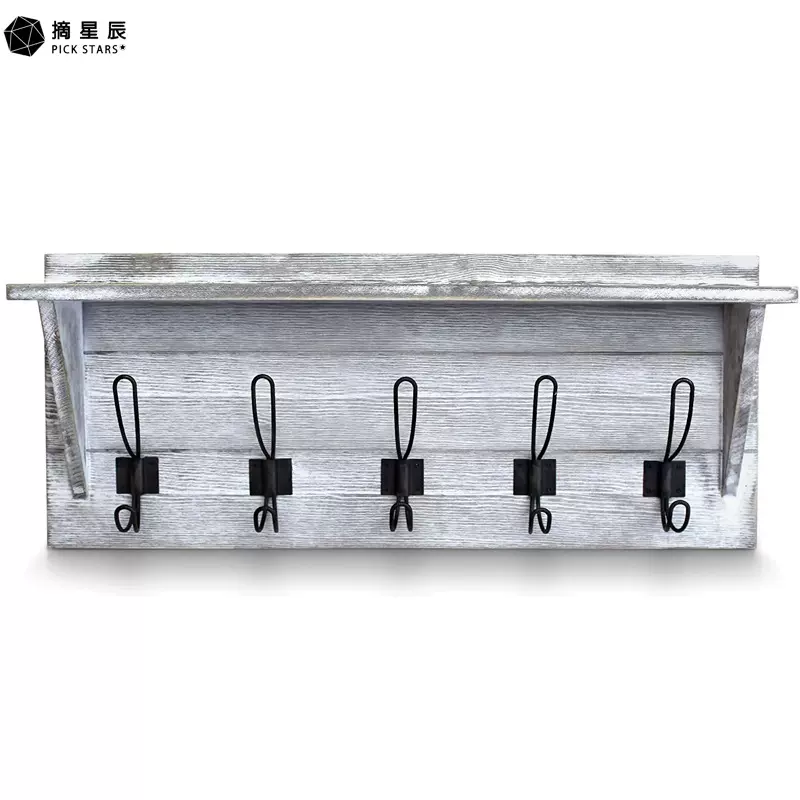 厂家直销 壁架 壁挂 五钩 实木 一字板 隔板 墙面挂饰 跨境电商