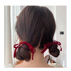 Jennie-style Retro Velvet Bow Hair Tie Sweet and Versatile Hair Ring for Girls Candy Color Hair Accessory