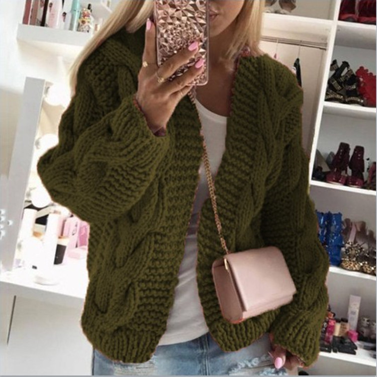Suéter de punto grueso y resistente estilo europeo y americano para mujer, novedad otoño-invierno 2026, ¡el más vendido!