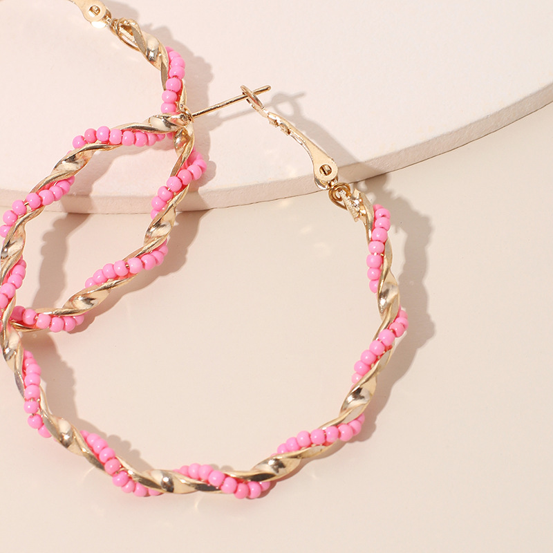 New exaggerated big circle trendy bohemian round bead earrings for women