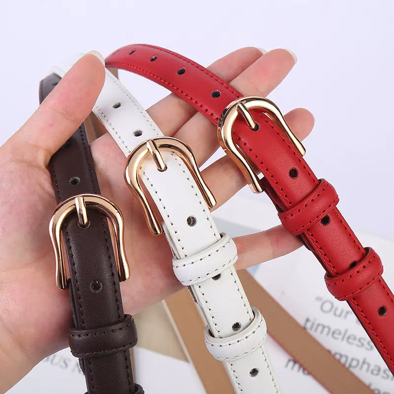 2022新款西裤皮带女生简约通勤韩国细腰带装饰裤带黑色牛皮现货