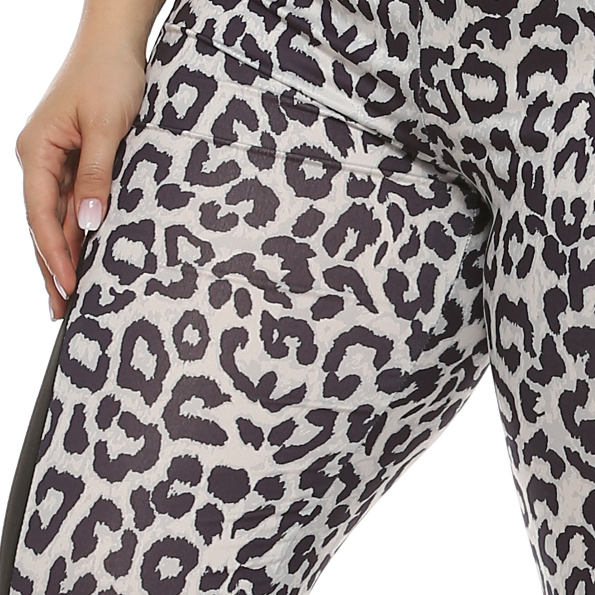 plus size leopard print stitching casual leggings  NSOY28436