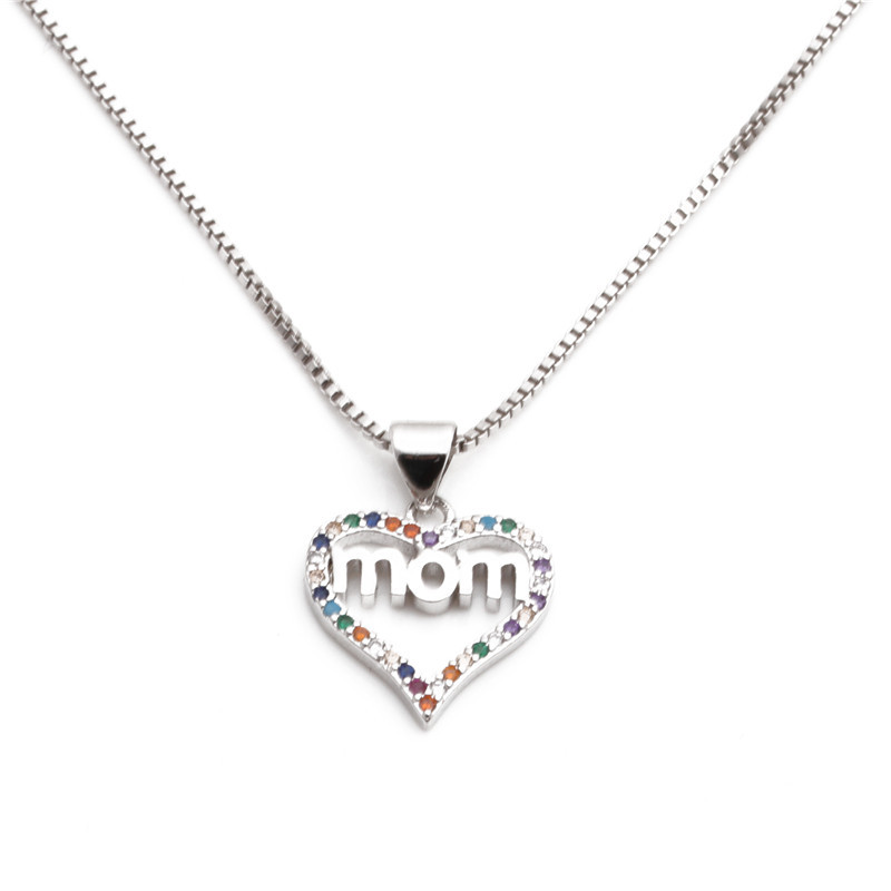 Koreanische Version Von Mikro Eingesetztem Zirkon Mom Anhänger Halskette Muttertag Geschenk Halskette Necklace display picture 7