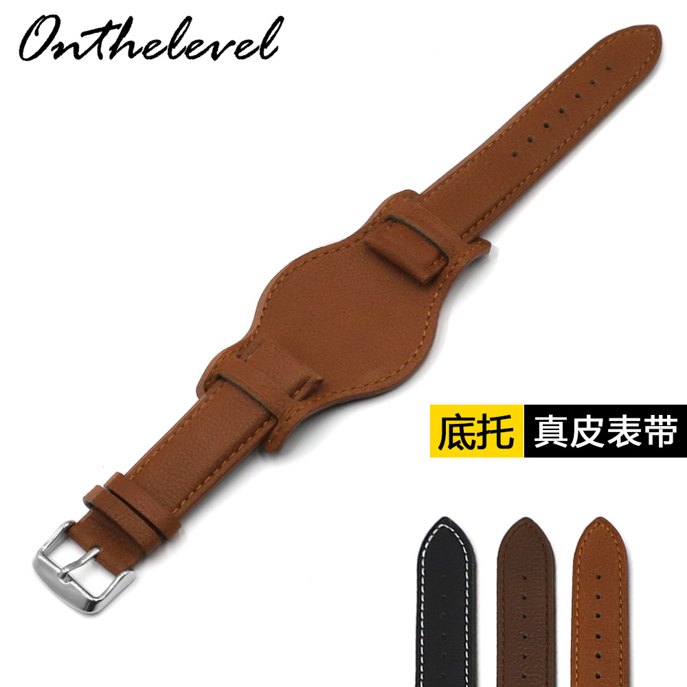Nueva primera capa de cuero de vaca correa de reloj accesorios 18 20 22mm correa de reloj de cuero con la bandeja inferior en stock