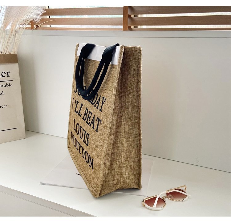 The 2020 autumn new handbag women's large-capacity Korean style lettered linen bag is a trend of large shopping bags for autumn and winter undefined