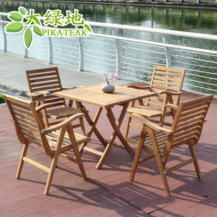 Outdoor teak tables and chairs outdoor balcony cafe courtyard garden anti-corrosion solid wood boutique furniture leisure three-piece set