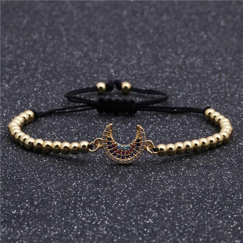 Moda Cobre Micro Incrustaciones Zircon Moon Zircon Moon Pulsera Mujer Pulsera Tejida display picture 3