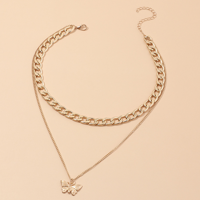 18k Gold Plated Cuban Link Butterfly 