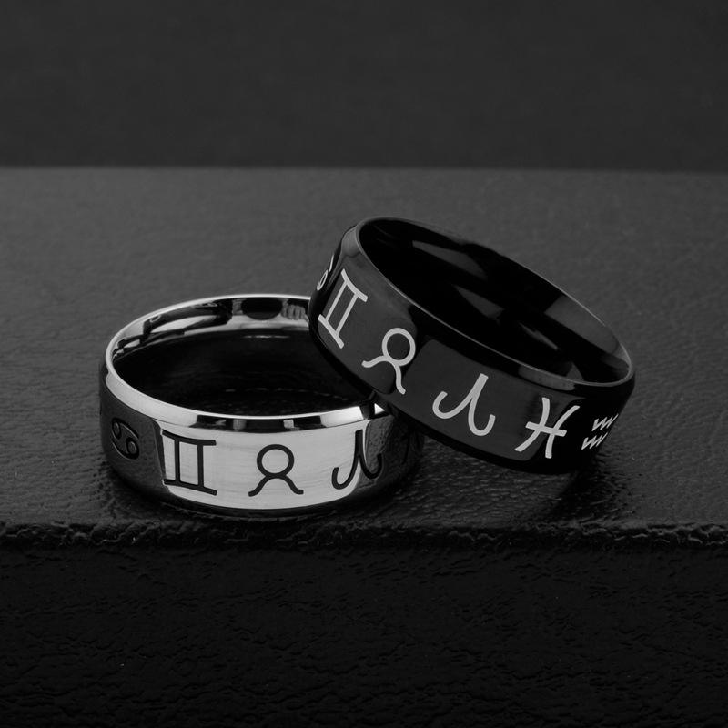 Simple Style Symbol Titanium Steel Plating Couple Rings display picture 5