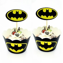 蝙蝠侠英雄纸杯蛋糕围边蛋糕插牌套装 烘焙装饰 儿童生日派对用品