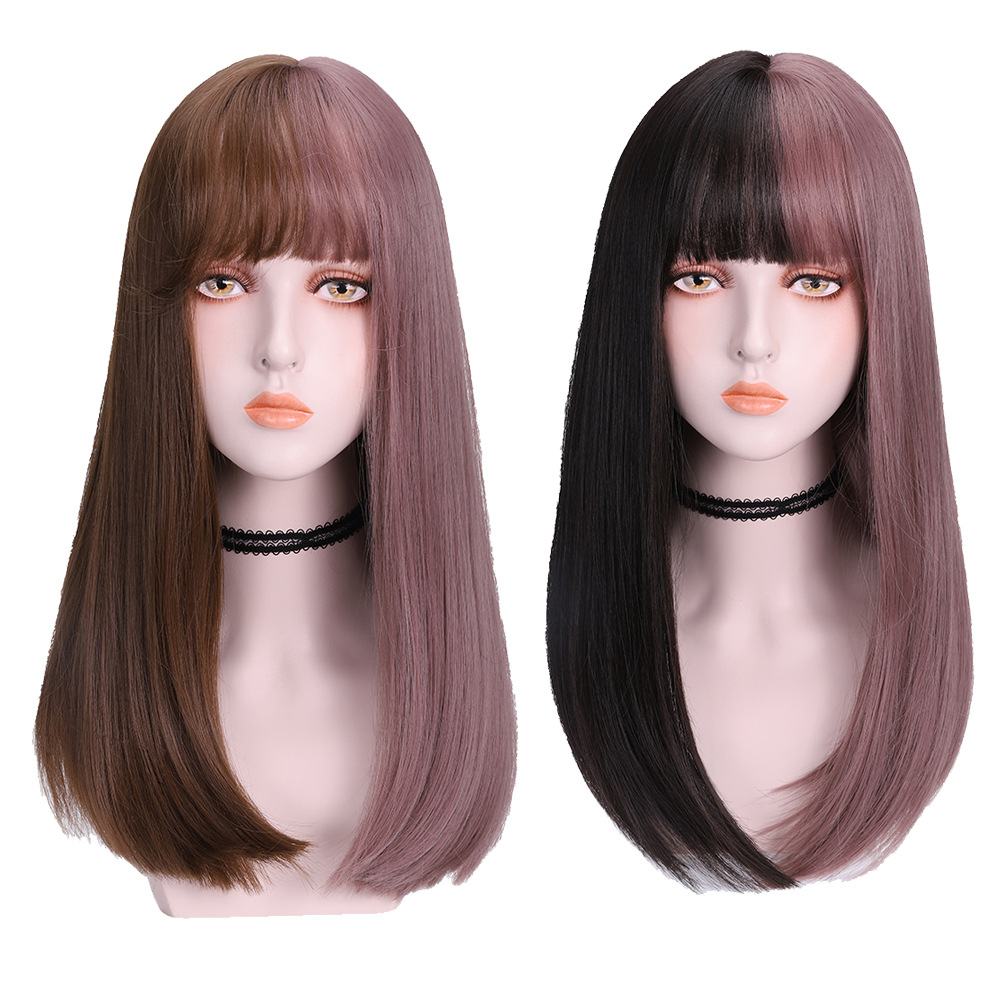 Synthetic wig New Women's popular Fashion Hair Mandarin duck Chemical Fiber Wig Head Cover_voghion.com