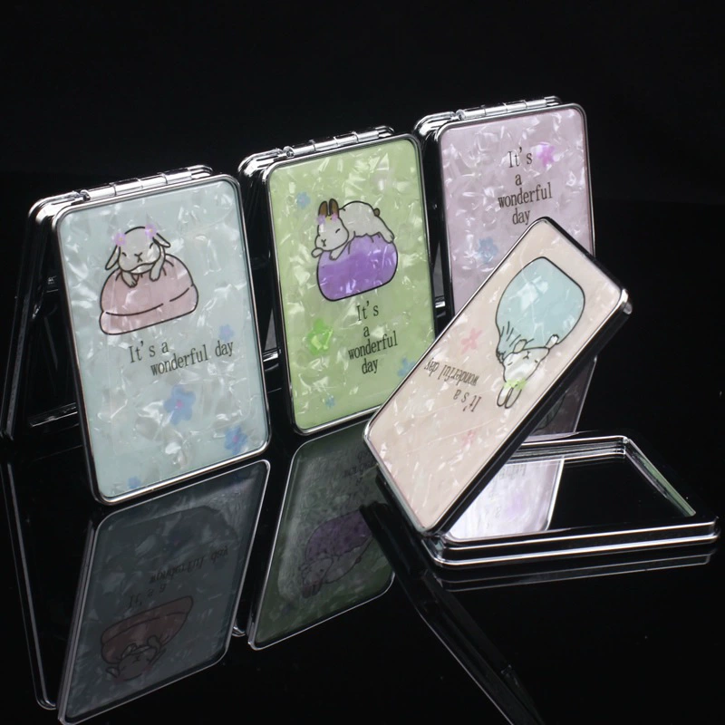 85*62MM эпоксидной смолы двухстороннего зеркала для макияжа квадратного хрусталя капающая крышка складное зеркало на заказ