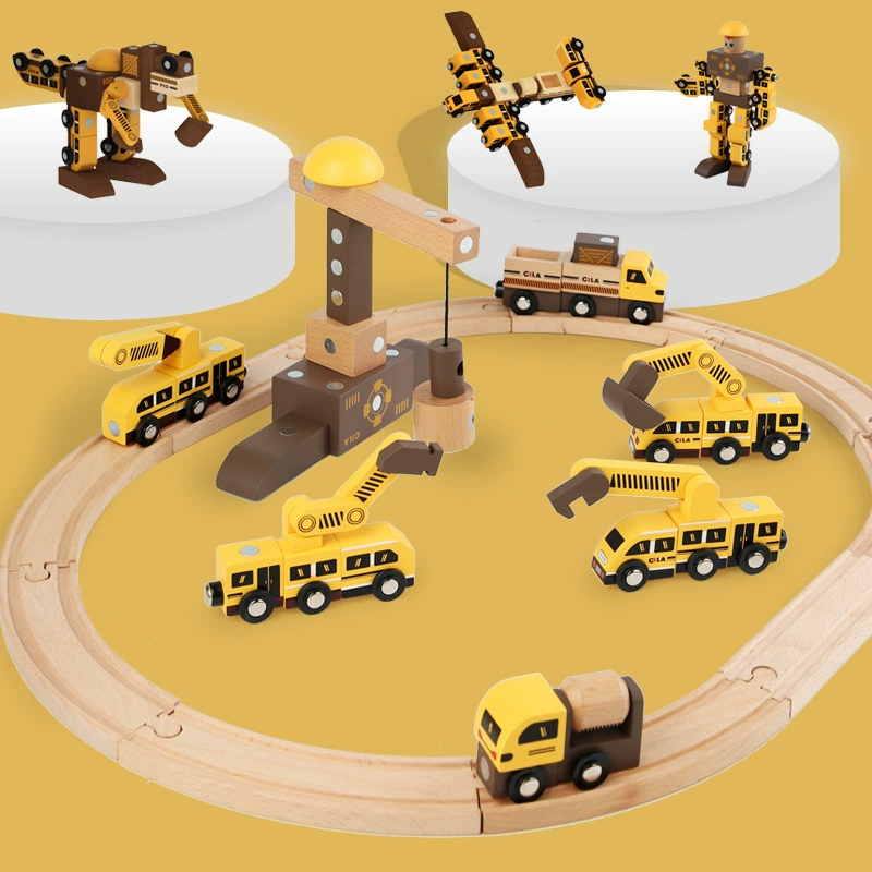 Creative magnetic robot, variable constructor, train railed, set, handmade