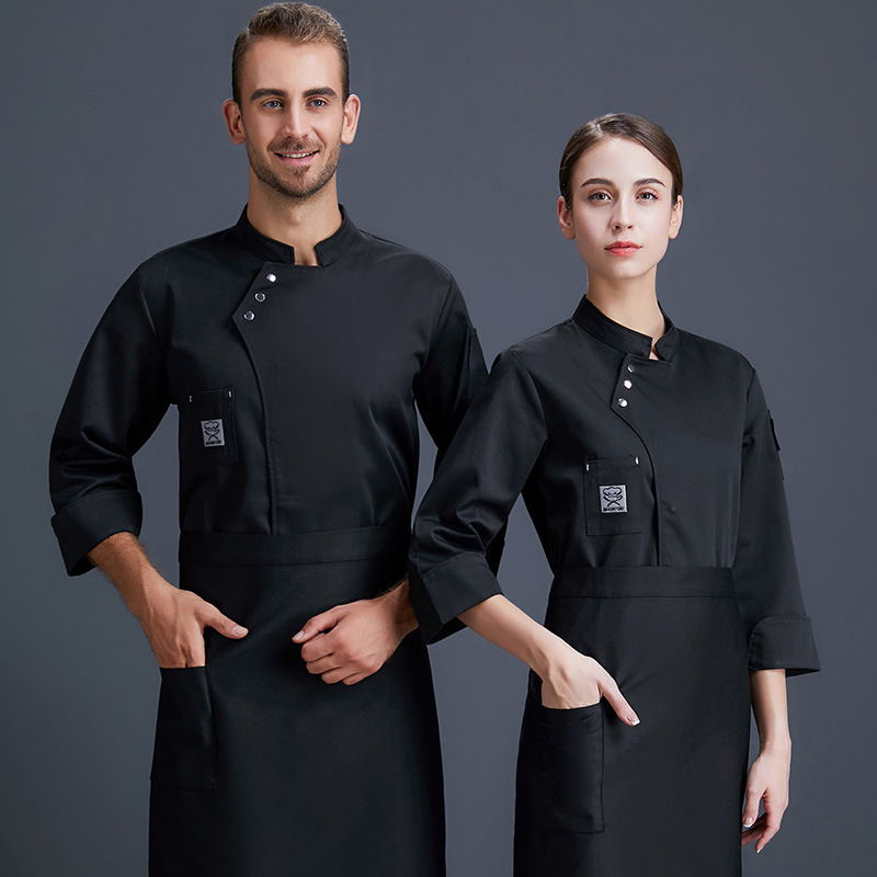 Chef overalls Chef uniforms, long-sleeved autumn and winter clothes, men and women, hotel canteen work clothes, cake bakers, kitchen work clothes