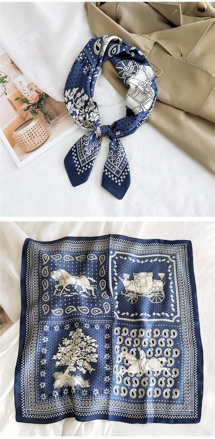 Small Square Silk Fashion Scarf display picture 14