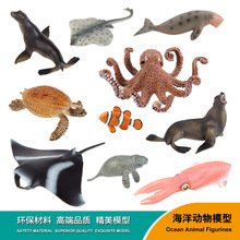 仿真海洋动物模型 鱿鱼 海狮鲨鱼小丑鱼海龙 实心塑胶儿童玩具